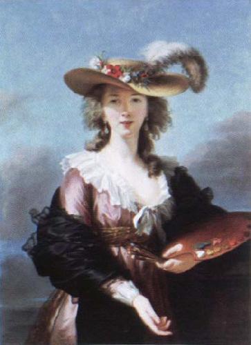 Elisabeth Louise Viegg-Le Brun self portrait in a straw hat oil painting image